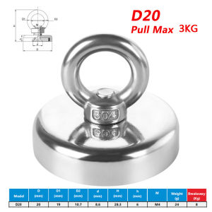 8-39KG Strong Round Neodymium Magnets Heavy Duty Fishing Magnet Searching Magnet