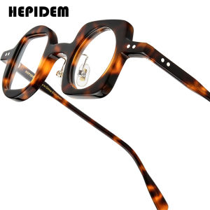 HEPIDEM Acetate Glasses Frame Women Oversize Big Size Round Eyeglasses Japanese Handmade Spectacles Thick Transparent Optical Eyewear 9351