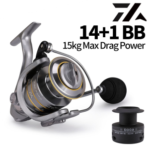 All Metal Double Spool Fishing Reel 14+1BB 15kg Max Drag Power 5.5:1 Spinning Reel