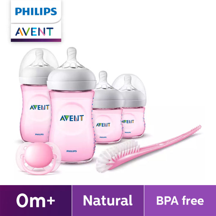 Avent bottles hot sale pink set