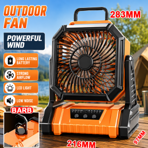 Cordless Electric Fan 8 inch 20000mAh Rechargeable with LED Light Portable Fan Rechargeable Fan High Power Outdoor Desktop Cooling Fans Adjustable Cordless Fan Hook Tent Hanging Ceiling Fan