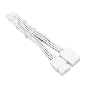 PCIe5.0 12VHPWR GPU Cable 2x8PIN to 16PIN GPU Extension Cord for Modern Graphics Cards with White Textured Aesthetics