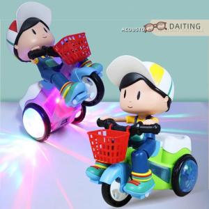 DAITING Baby Toddler Electric Tricycle Toy Cartoon Motorcycle Vehicle Stunt Performance Music Luminous Lights Kids Birthday Gifts