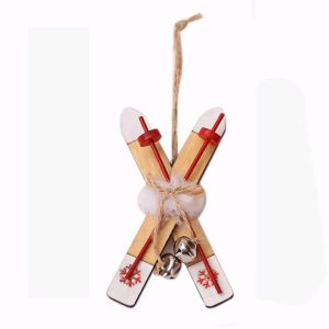 COSTA New Year Christmas Tree Kids Gift Party Decor Xmas Craft Christmas Decoration Wooden Sled Christmas Pendants Wooden Skiing