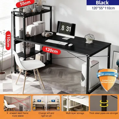 Study Table with Shelf Computer Table with Rack Writing Desk Office Table Leaning Desk with Shelves