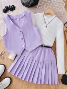 richelle Best Seller Casual Sleeveless Vest and Pleated Skirt for Girl Teen-ager Tween Set Terno - best seller - good quality - super kapal ng tela - trending - 100 percent cotton - mall quality - Top pick - madaling maubos - trending - made of imp