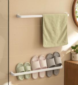 Home Signature Towel Holder Hanging Rag Pole Towel Rack Bathroom Kitchen Organizer Cabinet Shelf Storage Rack