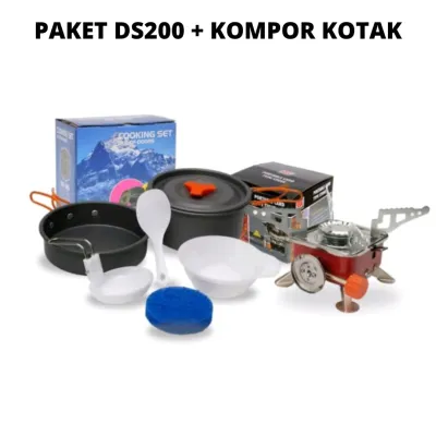 Paket Cooking Set DS 308 Nesting DS308 plus Kompor Camping Kembang Alat Masak Camping Portable