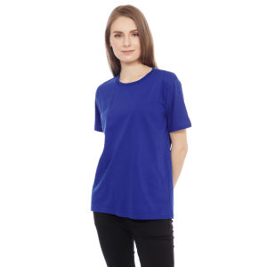 Kaos Polos Wanita Oneck Lengan Pendek Bahan Katun Combed 30s Warna Biru Benhur
