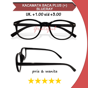 Kacamata Lensa Antiradiasi Plus Frame Oval Bingkai Hitam Glossy Kilap Ready Ukuran (+) 1.00 SAMPAI 3.00 Untuk Pria Wanita GAYA BARU KOREA STYLE - NEW ARRIVAL