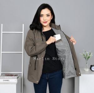 Jaket Wanita Korean Style Kekinian Baby Canvas Warna Pink Fanta Ukuran M Sampai 4XL