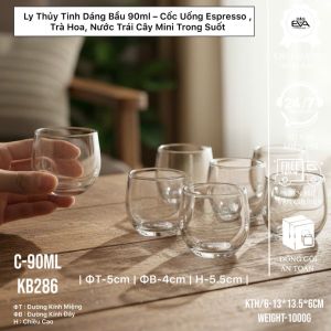 Bộ 6 Ly Thủy Tinh 50ml Đáy Vuông EY3004 – Ly Espresso Ly Rượu Barista Sang Trọng