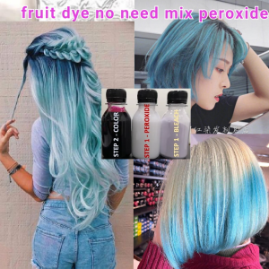 (FREE bleach set) Direct angel blue Hair Color Kit (10minutes )100ml+Free Bleach&Peroxide(100ml) beru hair green dye rambut baby blue hair dye permanent dye Muslim friendly blue hair