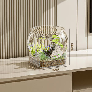 【1-3 Days Delivery】Transparent Round Fish Tank Clear Portable Fish Bowl Good View creative Small light luxury Desktop Aquarium Bowl Office