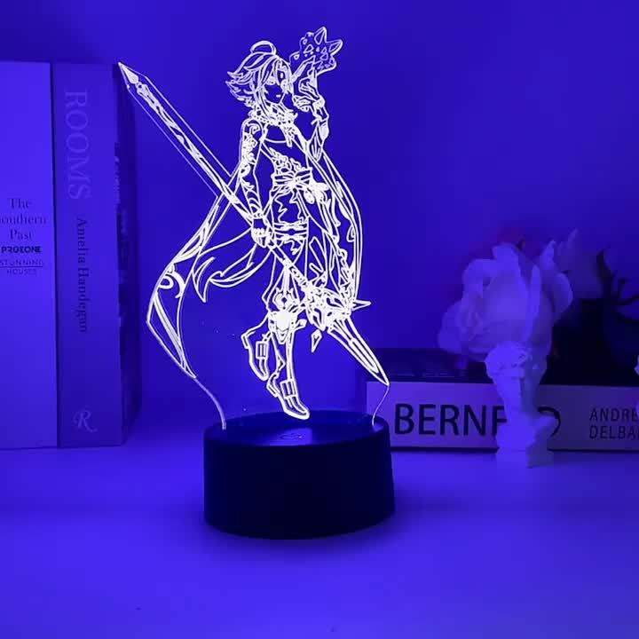 Genshin impact acrylic LED night light Zhongli figure toy home ...