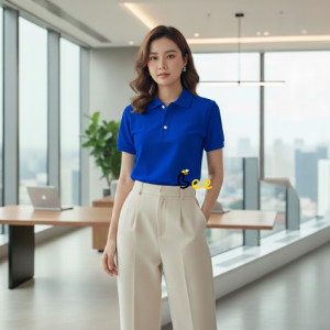 Áo Polo Nữ Bee trơn Vải Cá Sấu Thái cao cấp màu Trắng tinh khôi thanh lịch