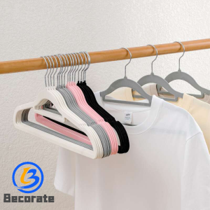 BECORATE 10PCS Non-slip Velvet Hangers Strong Durable Space-saving Elegant Coat Clothes Hanger