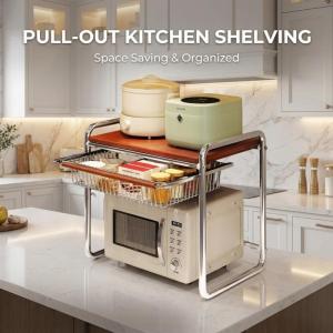 Microwave Rack Microwave Pull Out Rack Kitchen microwave oven shelf countertop with drawer