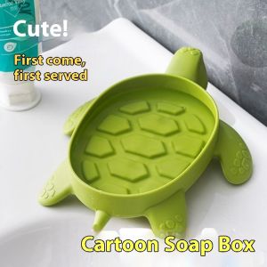 FORNICALMORE จานรองสบู่ลายการ์ตูนรูปเต่าน่ารักสำหรับใช้ในบ้านในห้องน้ำ