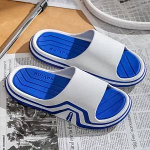 In-Stock MenS Two-Tone Outdoor Soft-Elastic Track Sports Slippers Summer Indoor Non-Slip Home Bathing Slide Sandals