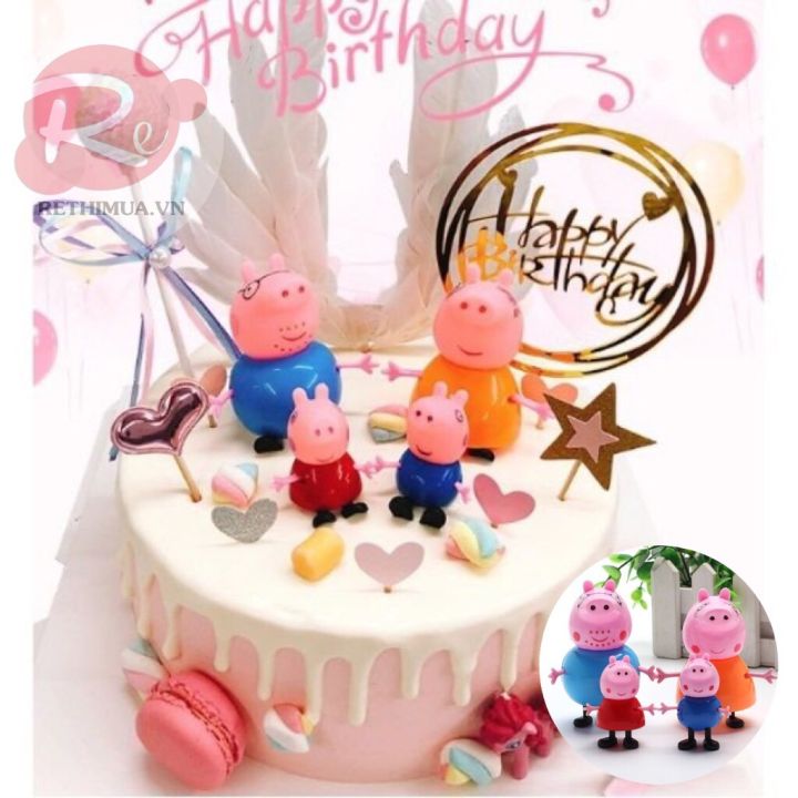 Bánh sinh nhật Peppa Pig đi cắm trại cùng cả gia đình tặng bé gái 8347 -  Bánh fondant