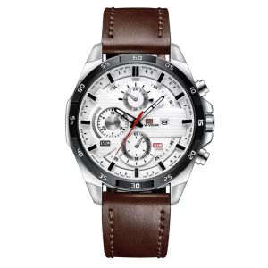 Top Men Watch Sports Style 46mm Large Leather Racing Style Casual Fashion Black Rose Gold Calendar Quartz Watch