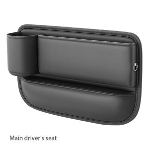 Car Crevice Storage Box with Cup Holder Car Gear Handle Slot Storage Box Super Soft Stretch Leather Leg Storage With Charging Hole