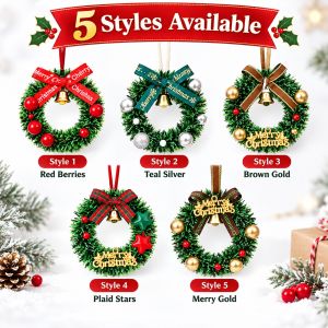 🇸🇬 [ READY STOCK] 8CM Christmas Decoration Mini Wreath Hanging Decor Xmas Tree Wall Gift Bag Decoration SG Stock