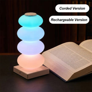 RGB Gradient LED Desk Lamp Touch Control Bedside Night Light USB C Plug In Or Rechargeable Ambient Light For Bedroom Living Room Cafe Minimalist Home Decor 5V 2A