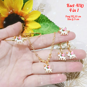 SET KALUNG ANAK 4 IN 1 MOTIF KARTUN PERHIASAN IMPORT ANTI ALERGI/KSET-4148/KSET-4110