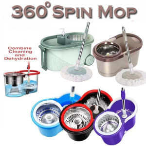 (SG STOCK) 360 Degree Spin Mop / Spin Rotate Dry Mop / Durable Stainless Steel with Pole and 3/5 Refills