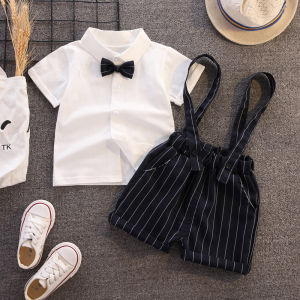 DIIMUU Baby Birthday Party Clothes Boys Formal Suits Cotton Shirt + Shorts Fit 1-4 Years Summer Kids Outfits