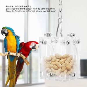 YOUTHINK Creative Hanging Parrot Feeder Toys Acrylic Transparent Bird Food Toys for Anchovies Parakeets Cockatiel Mynah Macaw
