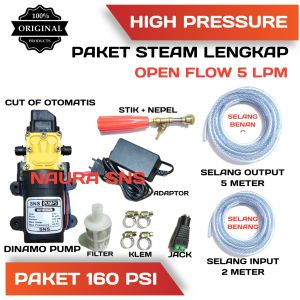 Alat cuci steam motor mobil 160psi pompa Dc 12v power portabel high pressure