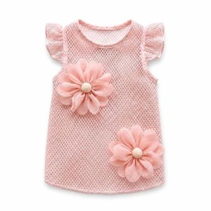 CHUN053634 Thoáng khí Váy cho mèo và chó Lưới Hoa 3D Váy cho thú cưng Thời trang Màu hồng Trang phục cho mèo và chó Thú cưng 0-8 Kg