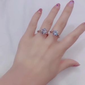 【4885人收藏】Winy1克拉莫桑钻纯银ins时尚轻奢小众结婚求婚戒指女友520礼物