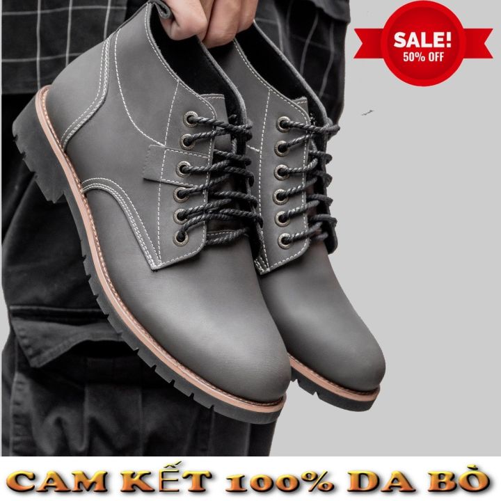 ✐  giày boot nam da bò cao cấp cổ lửng [b0t buc]