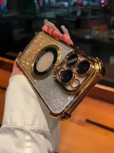 เคส iPhone16 แม่เหล็ก ถุงลมนิรภัย เคลือบเงา เคสศัพท์ iPhone16 Pro Max 15 14 13 12 11 เคสสำหรับ iPhone เคสซิลิโคนนุ่ม TPU กันกระแทก