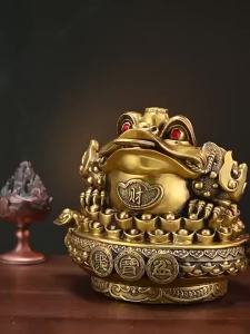 【Ship in 24H】大师已开光24小时发货黄铜蟾蜍摆件聚宝盆摆件工艺品办公室公司招财装饰店铺开业送礼