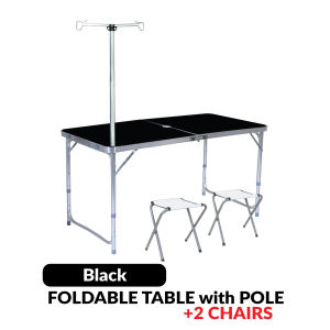 120 x 60CM Folding Camping Table with Light Pole Foldable Picnic Table Outdoor Banquet Buffet Table Meja Kerusi Lipat