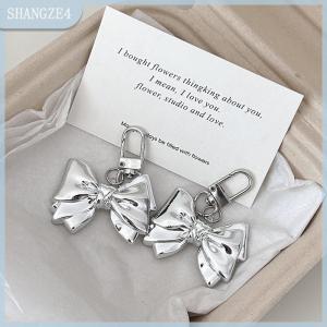 【SHANGZE4】 Y2K Bow Keychain Vintage Kim loại Bowknot vòng chìa khóa thời trang xe túi xách trang trí phụ kiện Mặt dây chuyền