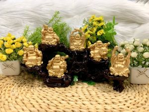 [HCM]Bộ 6 Tượng Bồ Tát Di Lặc Hoan Hỉ kèm đế tượng 6 chân( Loại Lớn - Màu Vàng )