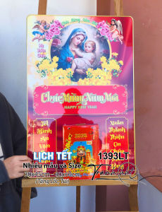Khung đốc Lịch Tết Công Giáo tranh đức mẹ Maria giáng sinh Lịch Tết chúa Giêsu gia đình nhà thánh tráng gương Laminate treo tường - Lịch gỗ tráng gương 2026 1393LT
