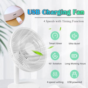 [Ready Stock] Rechargeable USB Desk Fan Small Fan Mini USB Strong Wind Foldable Fan Portable Personal 3500mah Cooling Fan for Desk Home Office Dorm and Bedroom