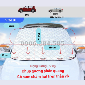 Tấm Che Nắng TCN3 Chống Nóng Kính Lái Ô Tô Bạt Phủ Kính Lái Ô Tô 4 Lớp Tráng Bạc Chống Nắng Hiệu Quả