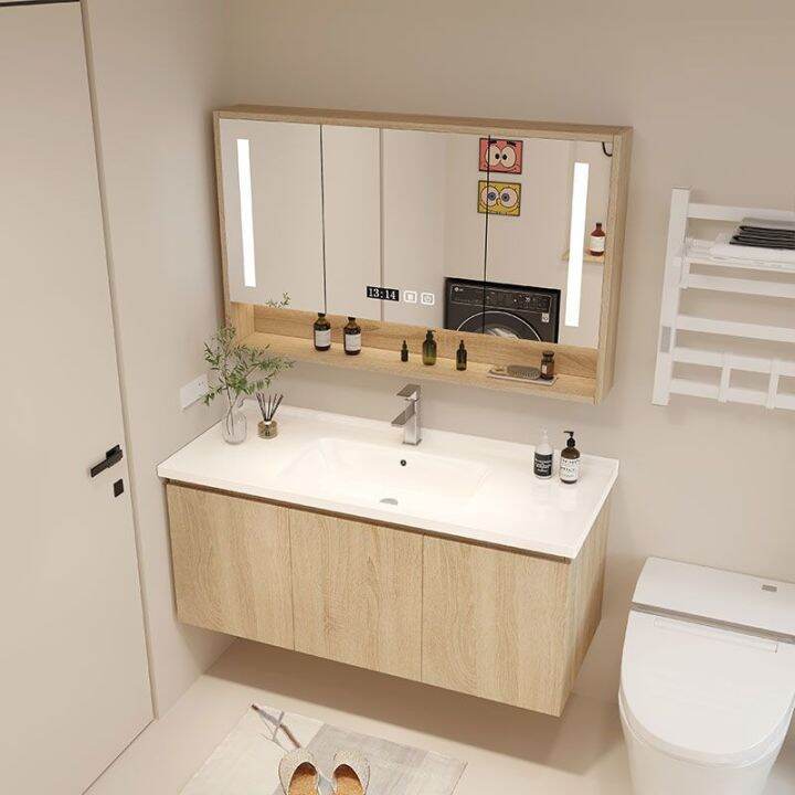 Bathroom Basin Cabinet Set Toilet Storage Cabinet With Mirror Vanity ...