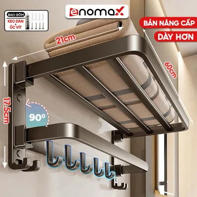 Giá treo khăn nhà tắm Enomax dán tường kèm thanh treo quần áo. Chất liệu Nhôm hàng không chống gỉ bảo hành 10 Năm