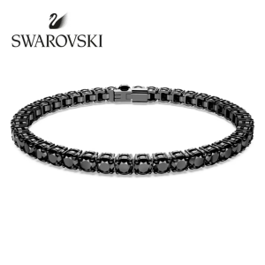 SWAROVSKI Luxury Matrix Tennis round cut black diamond bracelet S925 sterling silver womens fashion bracelet