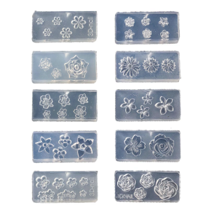 10 Pack Silicone Nail Art Mold Accessory Mold Nail Decorative Mold Flower Shape Silicone Texture for Various Nail Types