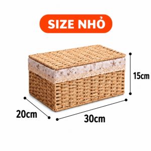 Giỏ Đựng Đồ Có Nắp ANKAN Lót Vải Vintage – Giỏ Quần Áo Chăn Mỏng 3 Kích Thước